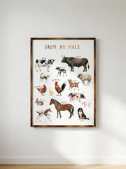 Farm Animals Wooden Poster