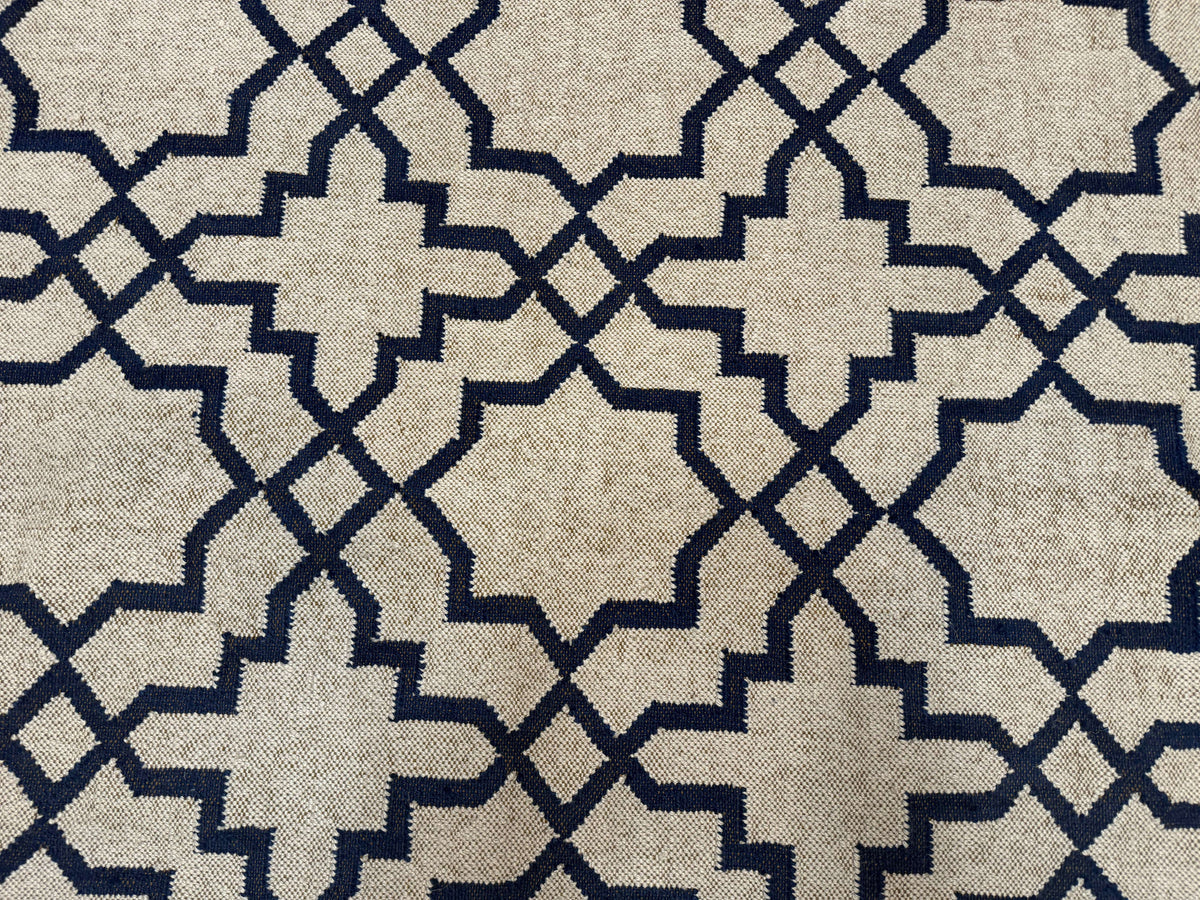 Indian Kilim Rug – Oat & Navy