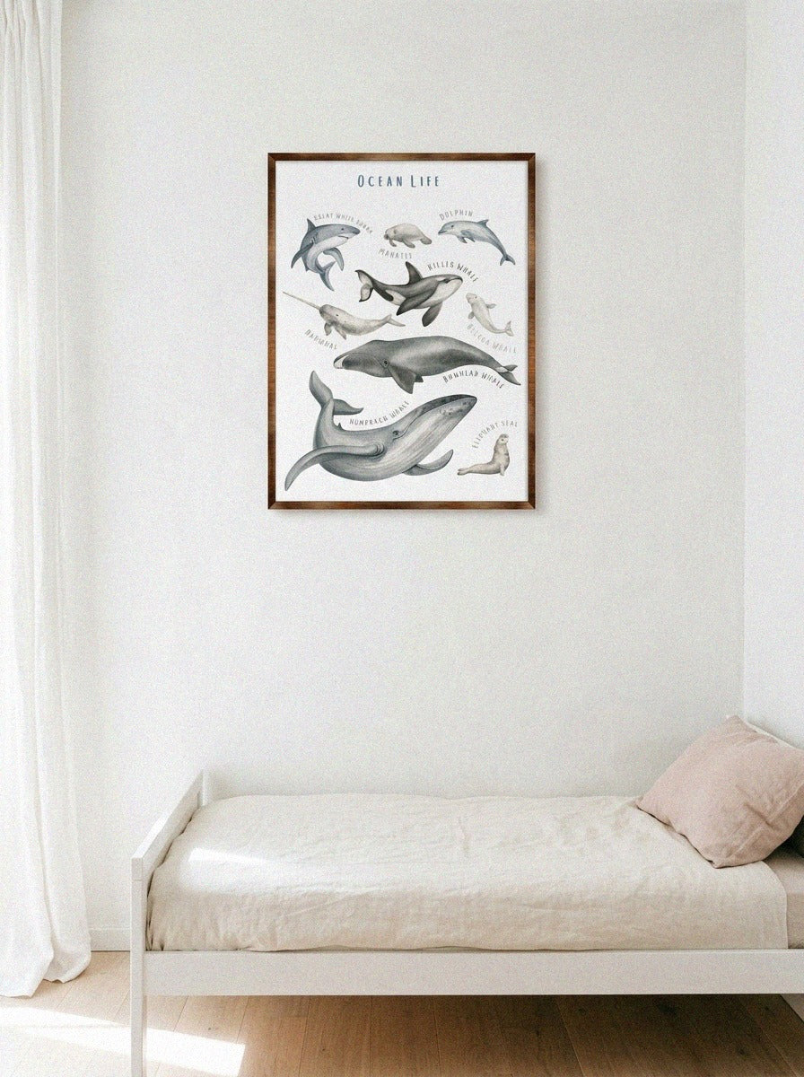 Ocean Animals Wooden Poster