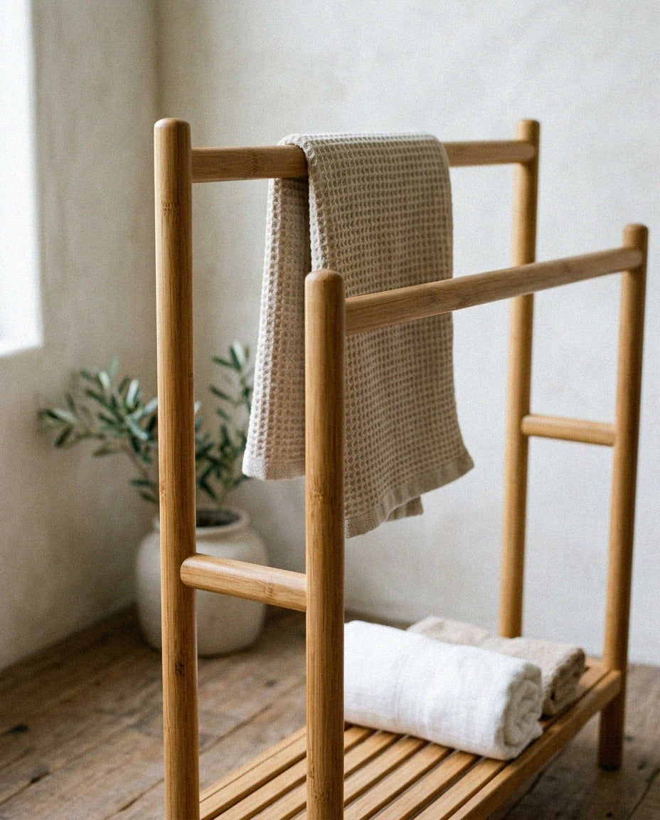3-Tier Bamboo Towel Rack with Storage Shelf