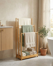 3-Tier Bamboo Towel Rack with Storage Shelf