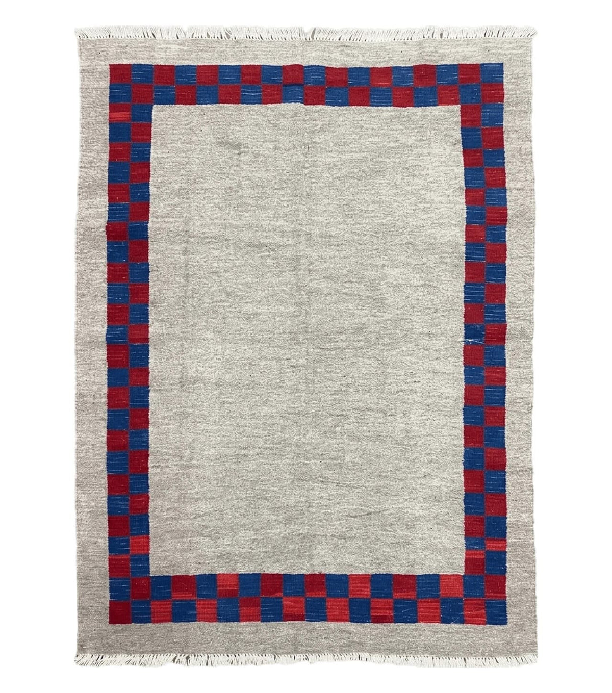 Geometric Kilim Rug, Gray/Blue
