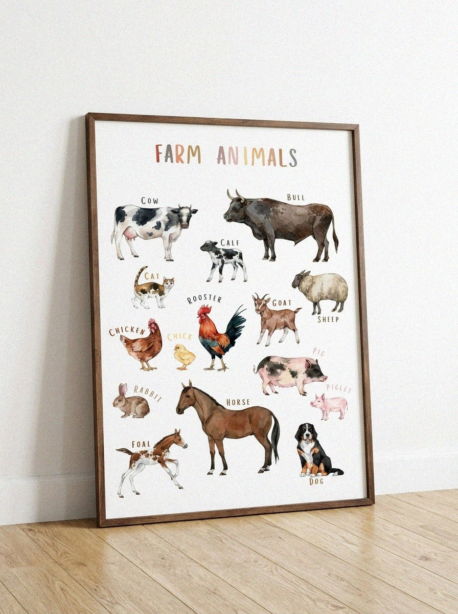 Farm Animals Wooden Poster