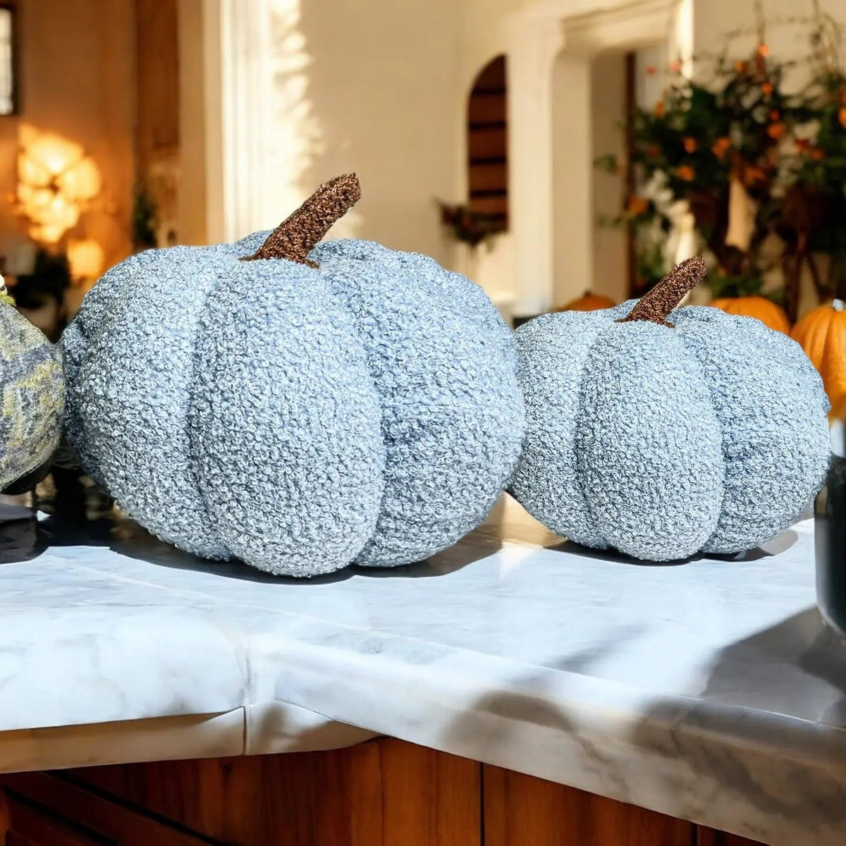 Plush Bouclé Pumpkin Pillow
