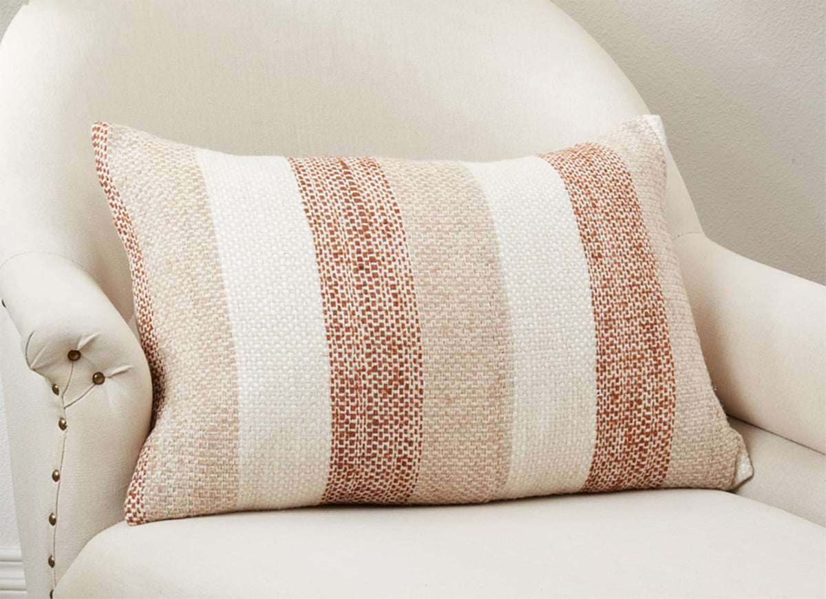 Natural Striped Throw Pillow Cover