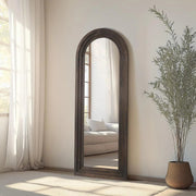 Arched Solid Wood Floor Mirror