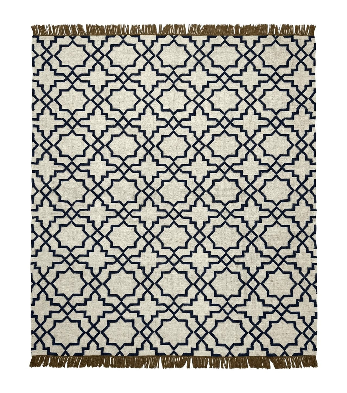 Indian Kilim Rug – Oat & Navy
