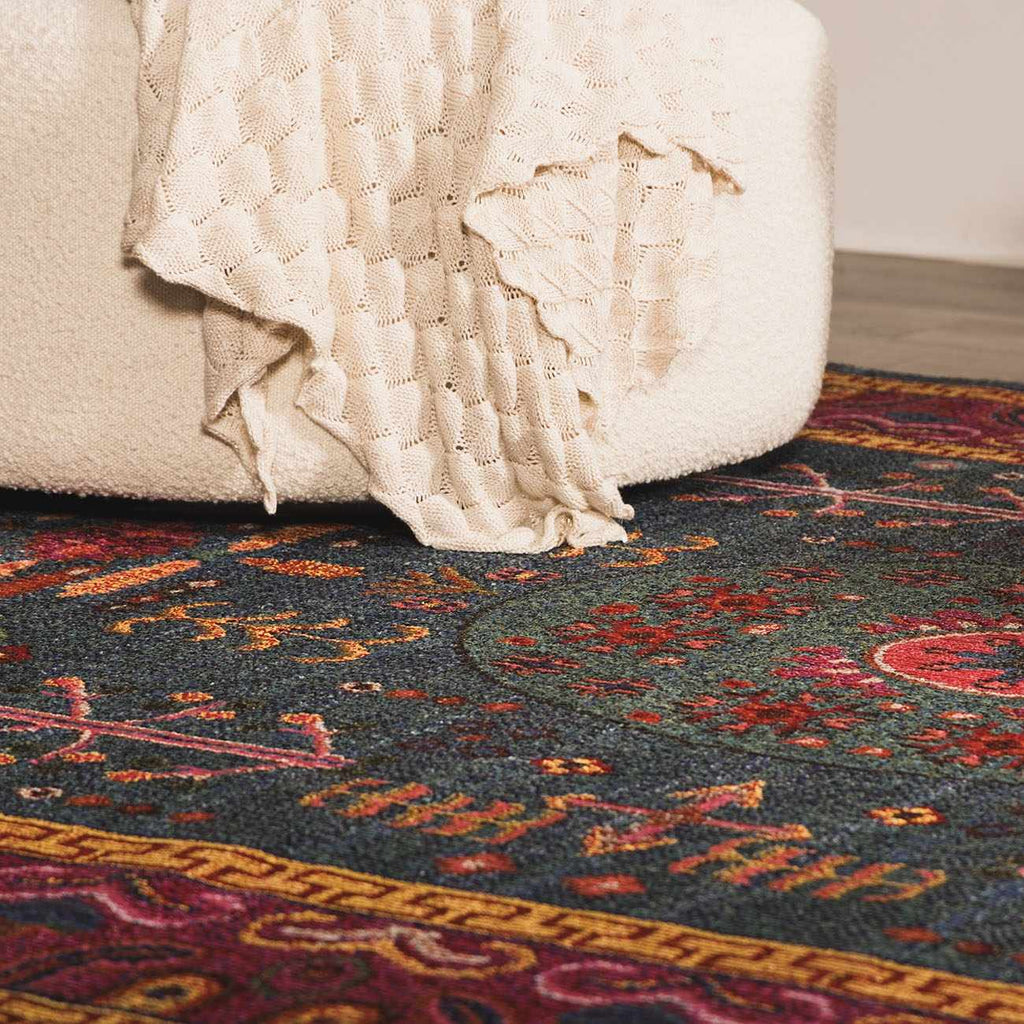 Cleveland Colorful Traditional Area Rug - Teal, Aqua, Navy