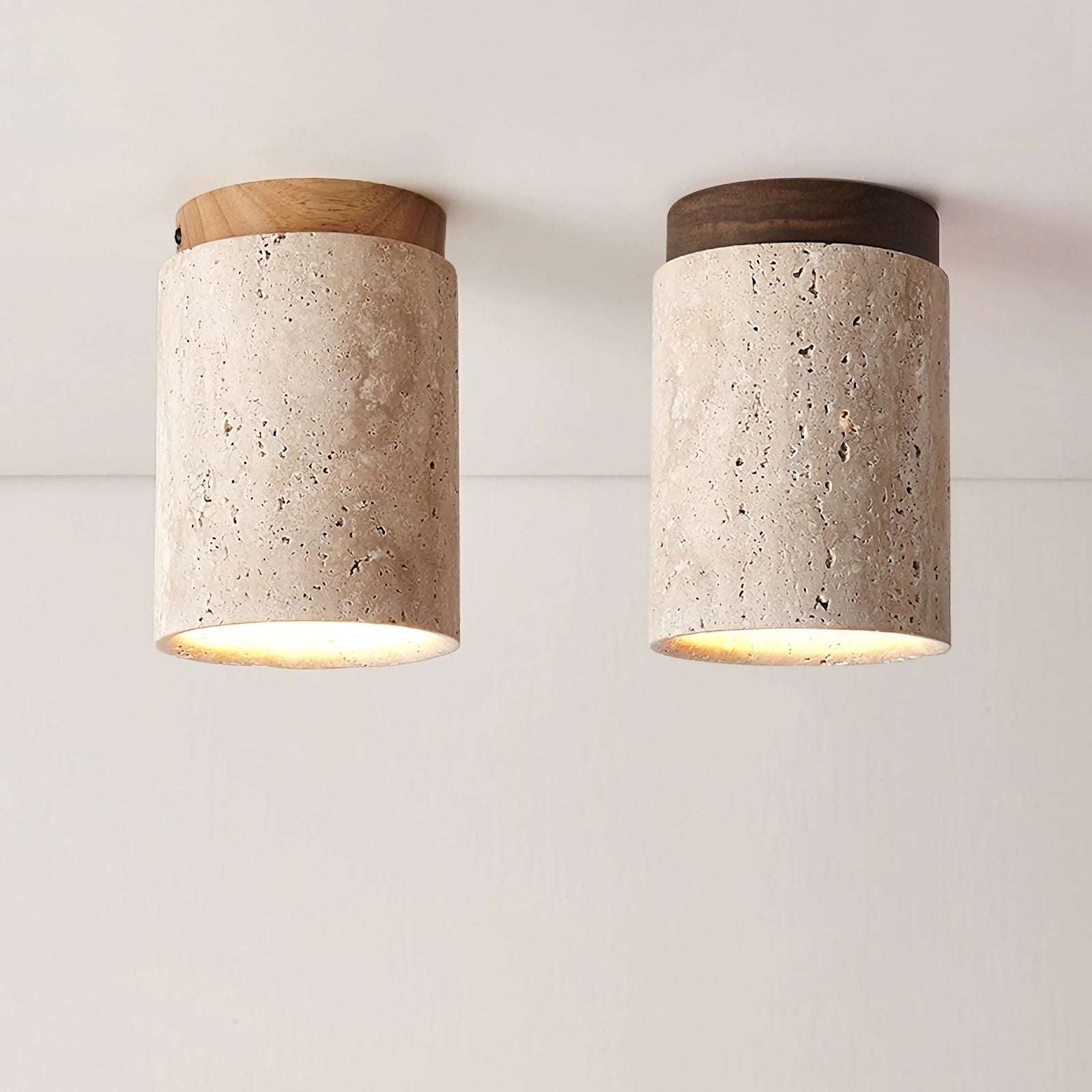 Cylinder Travertine Ceiling Light