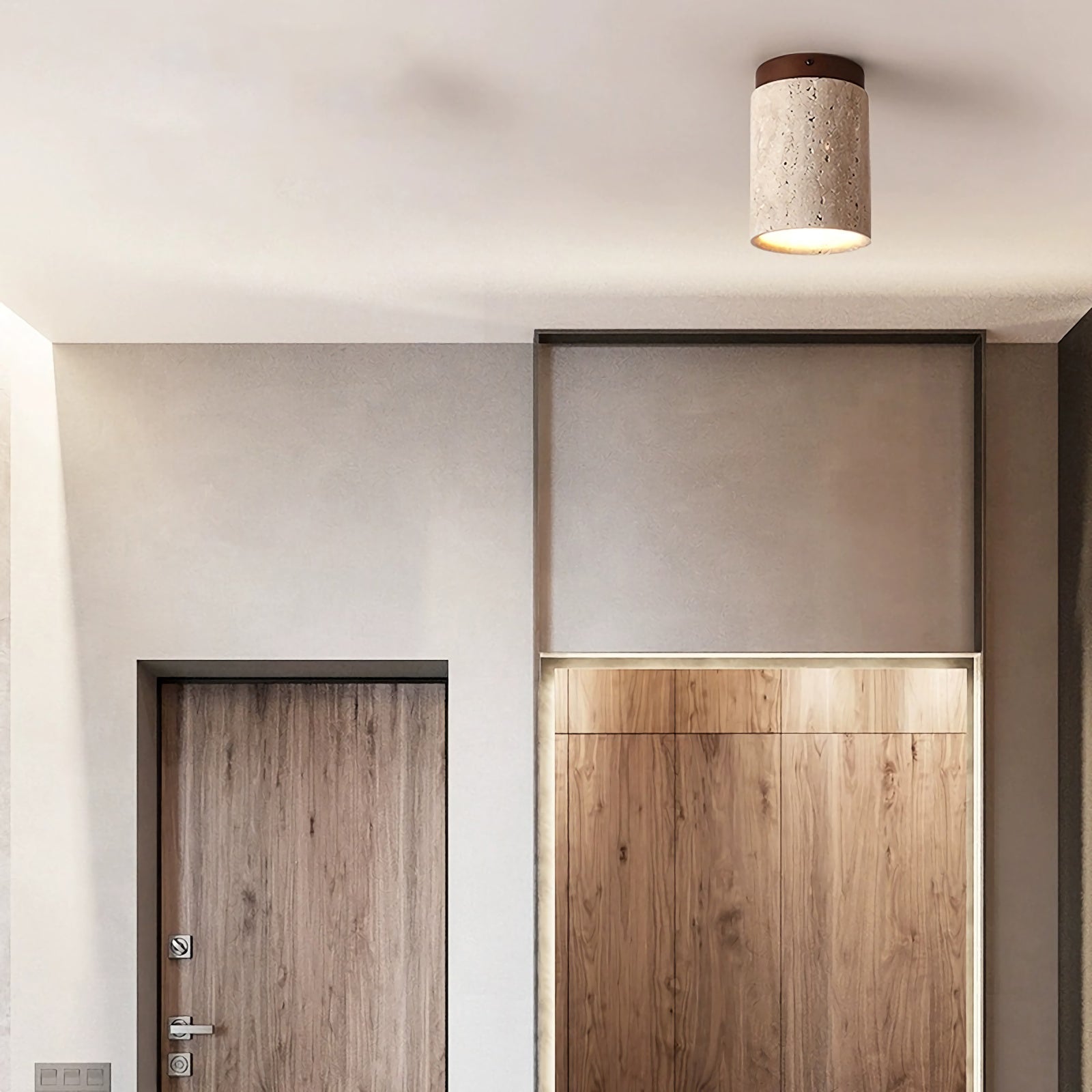 Cylinder Travertine Ceiling Light