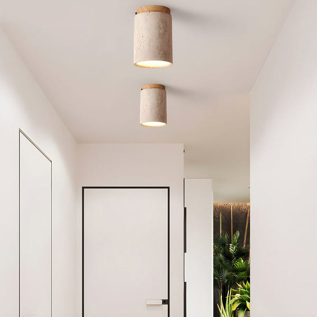 Cylinder Travertine Ceiling Light