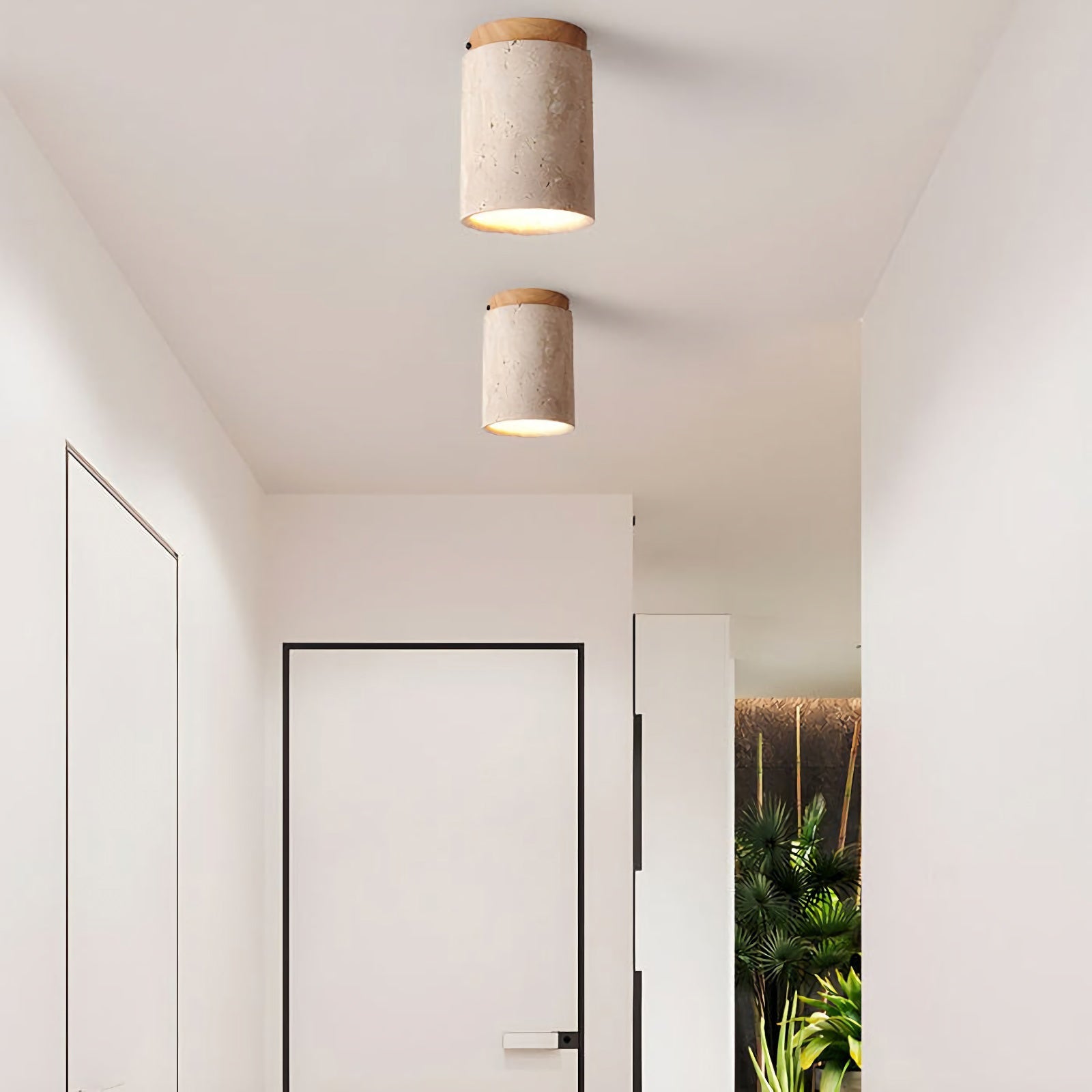Cylinder Travertine Ceiling Light