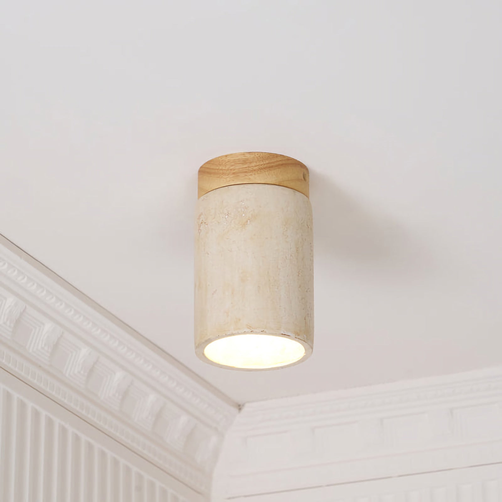 Cylinder Travertine Ceiling Light
