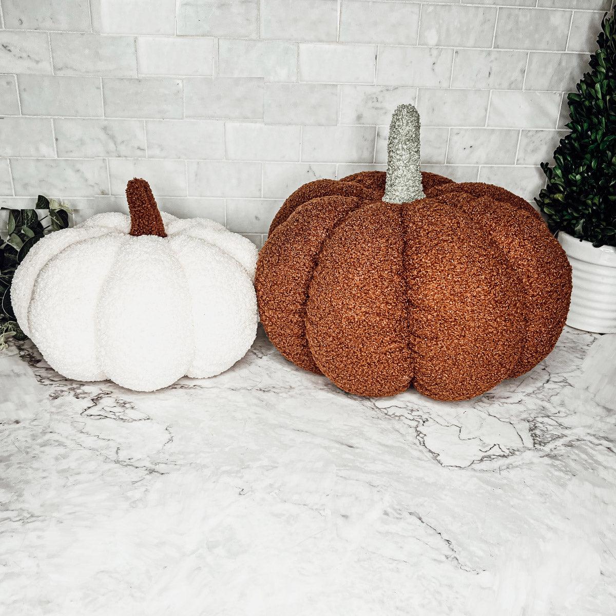 Plush Bouclé Pumpkin Pillow
