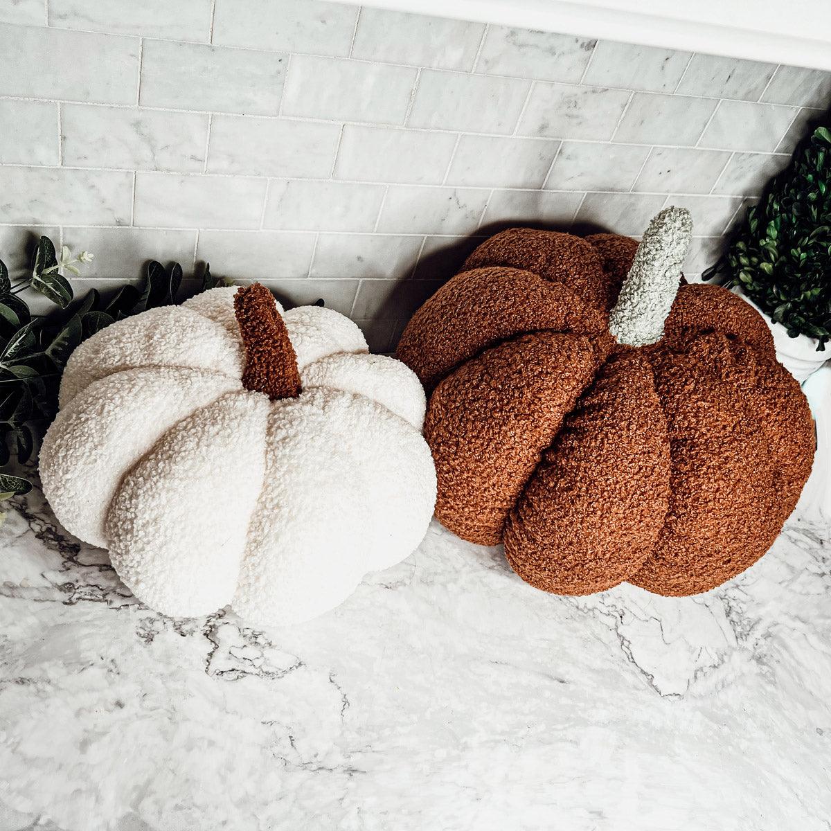 Plush Bouclé Pumpkin Pillow
