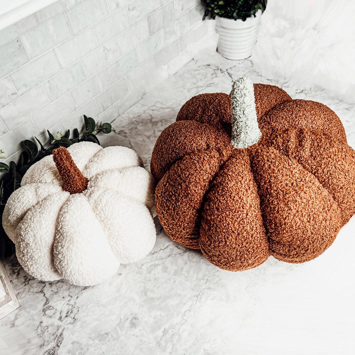 Plush Bouclé Pumpkin Pillow