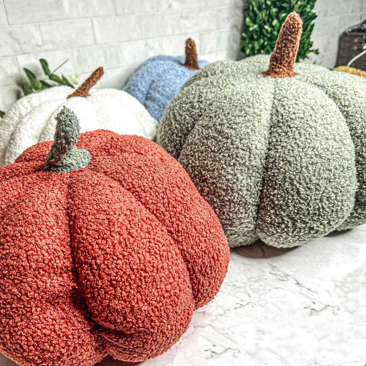 Plush Bouclé Pumpkin Pillow