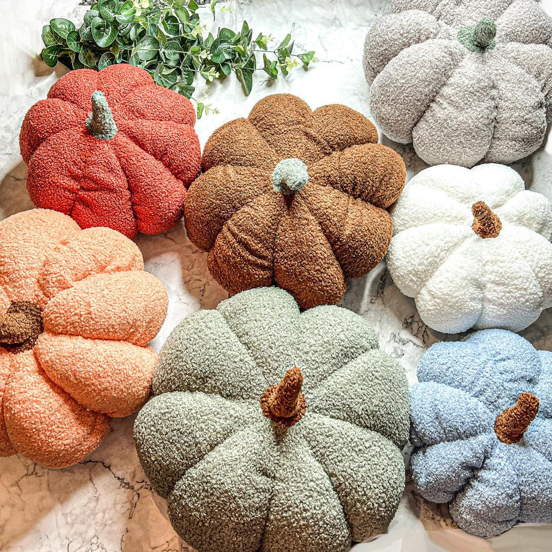 Plush Bouclé Pumpkin Pillow