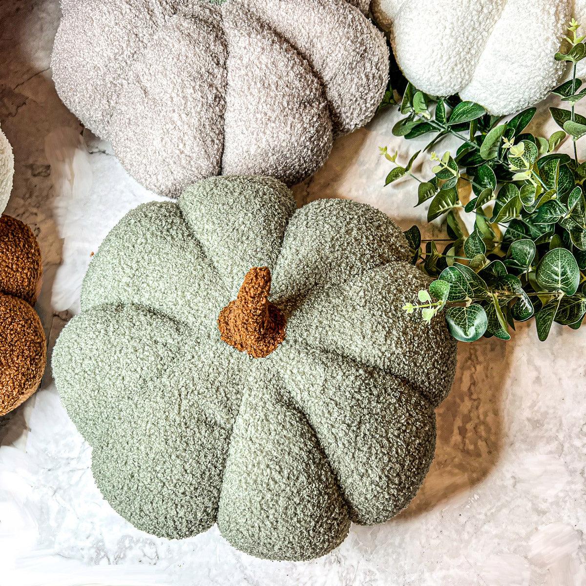 Plush Bouclé Pumpkin Pillow