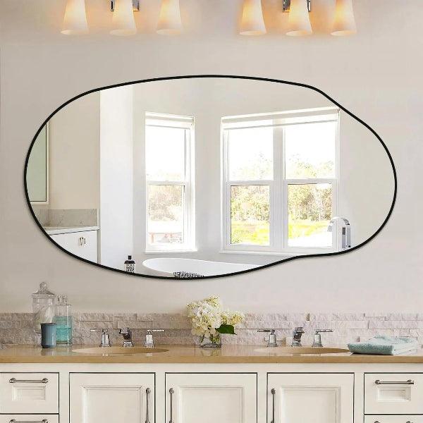 Oval Irregular Wall Mirror – Black