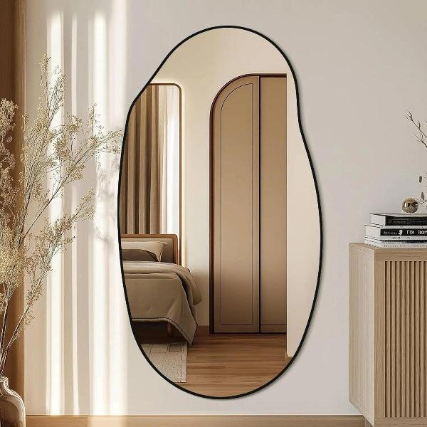 Oval Irregular Wall Mirror – Black