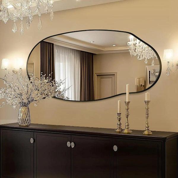 Oval Irregular Wall Mirror – Black