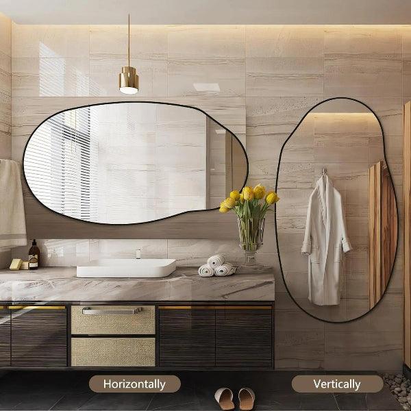 Oval Irregular Wall Mirror – Black