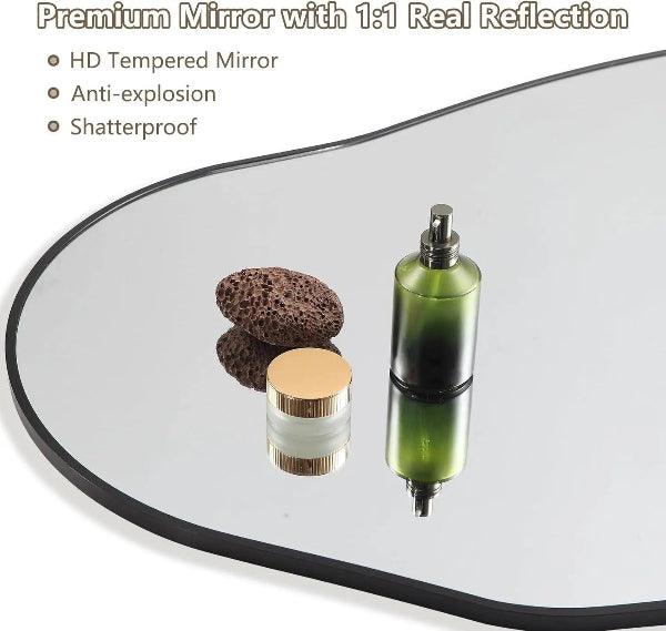 Oval Irregular Wall Mirror – Black