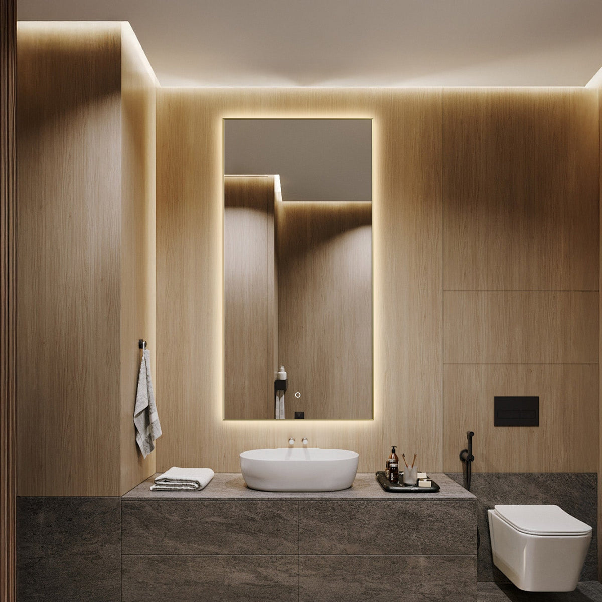 Apus Brushed Gold LED Mirror
