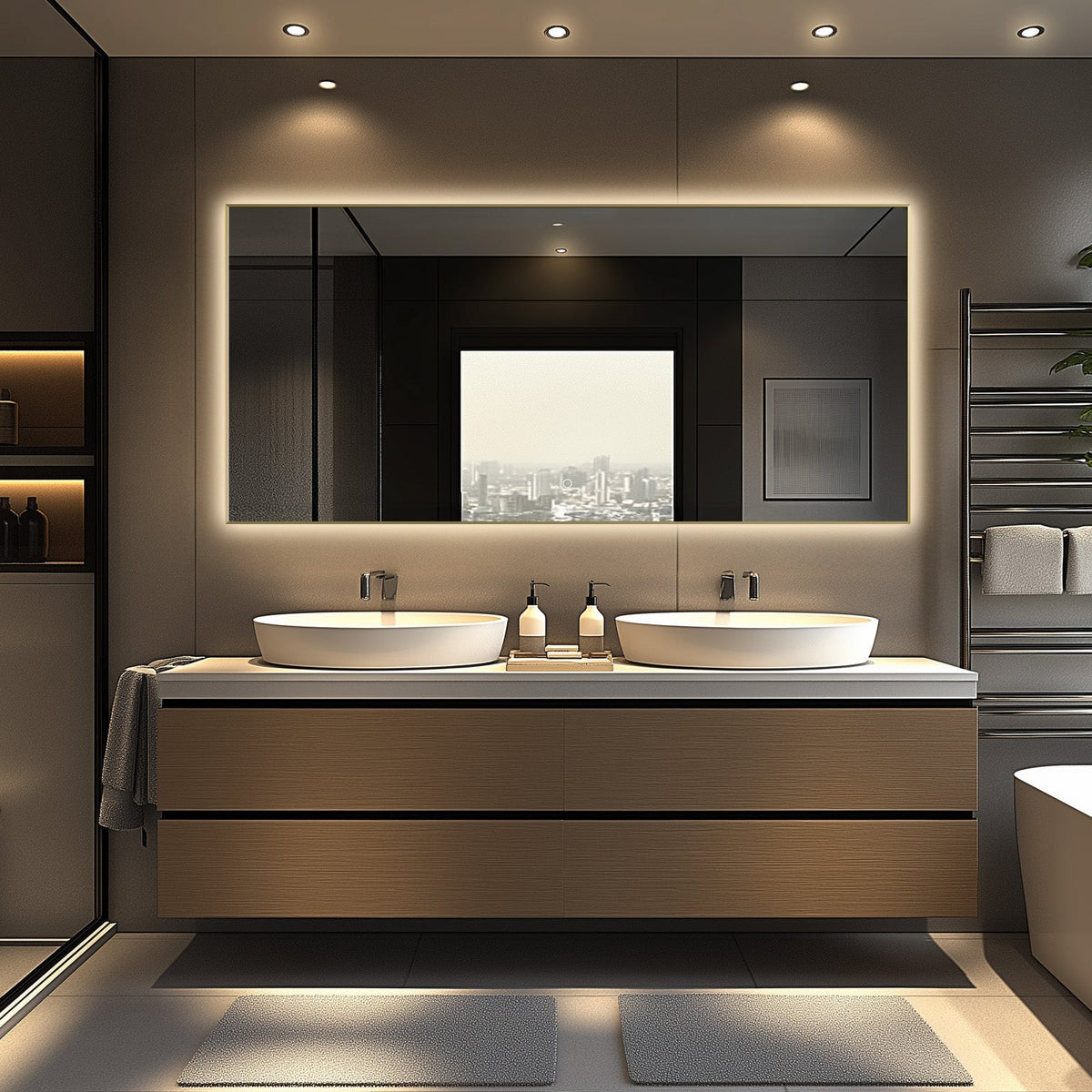 Apus Brushed Gold LED Mirror