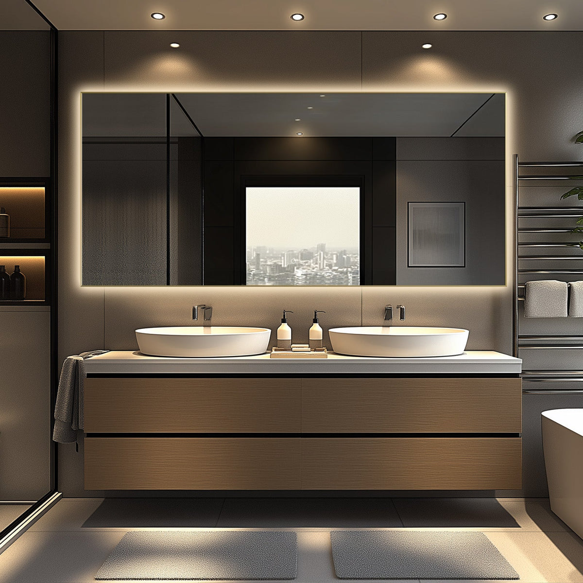 Apus Brushed Gold LED Mirror