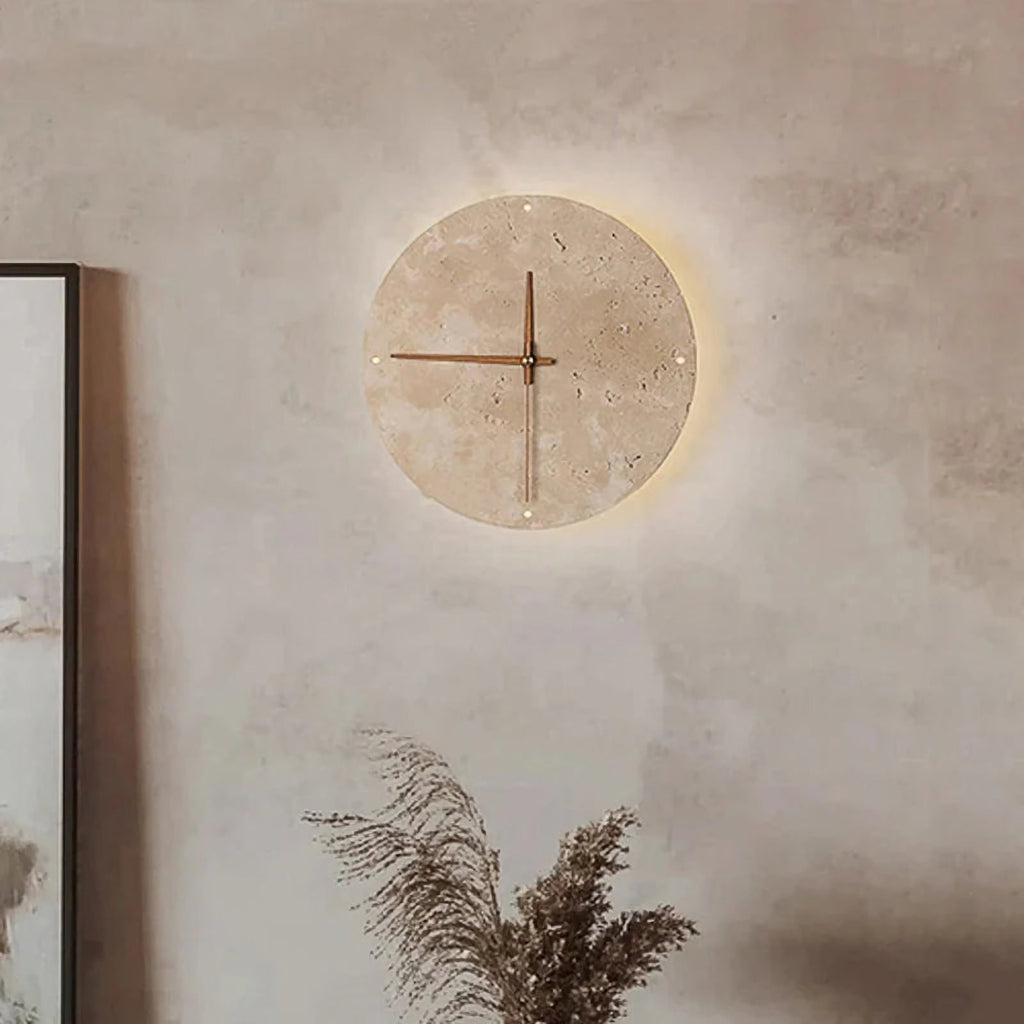 Natural Stone Clock Wall Lamp