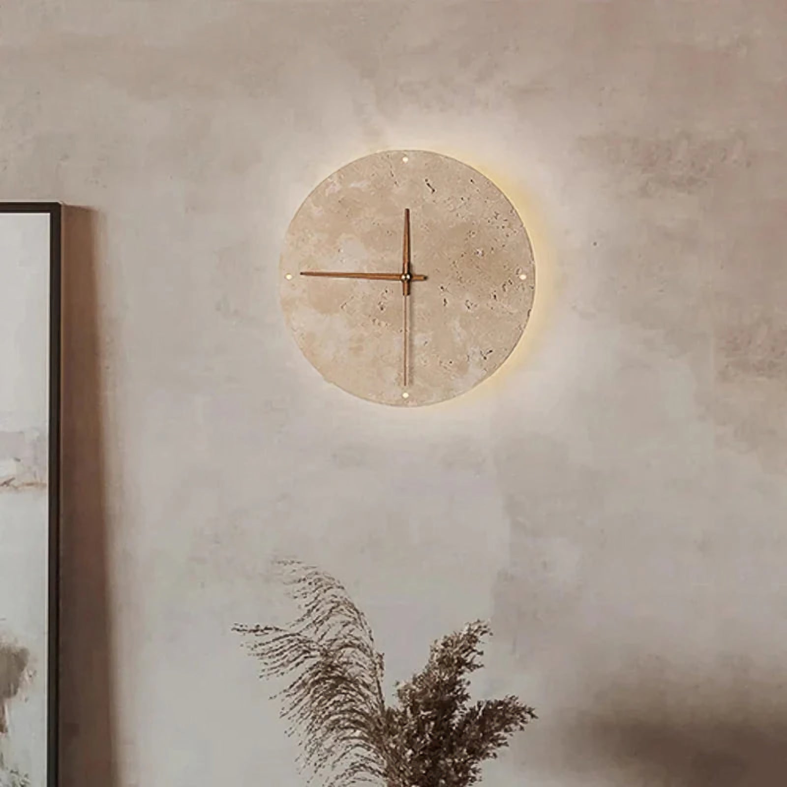 Natural Stone Clock Wall Lamp
