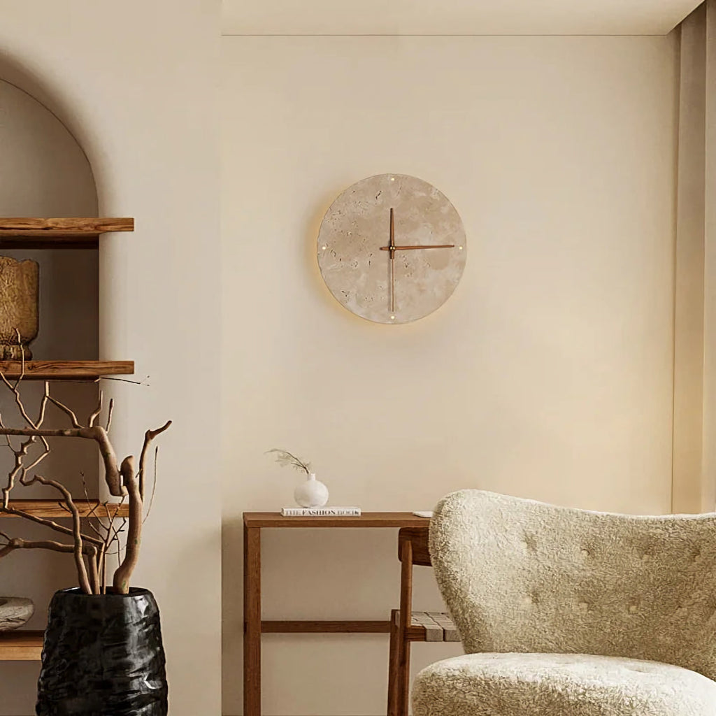 Natural Stone Clock Wall Lamp