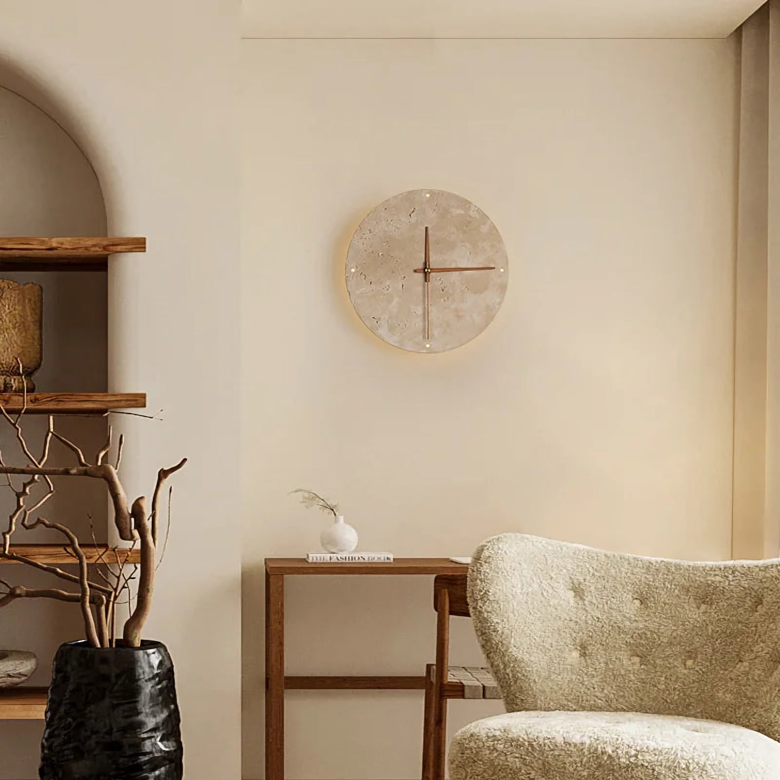 Natural Stone Clock Wall Lamp
