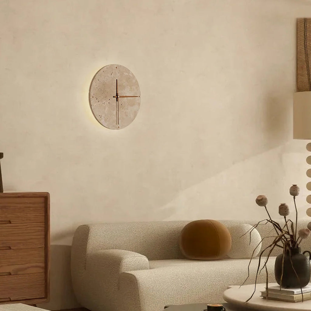 Natural Stone Clock Wall Lamp