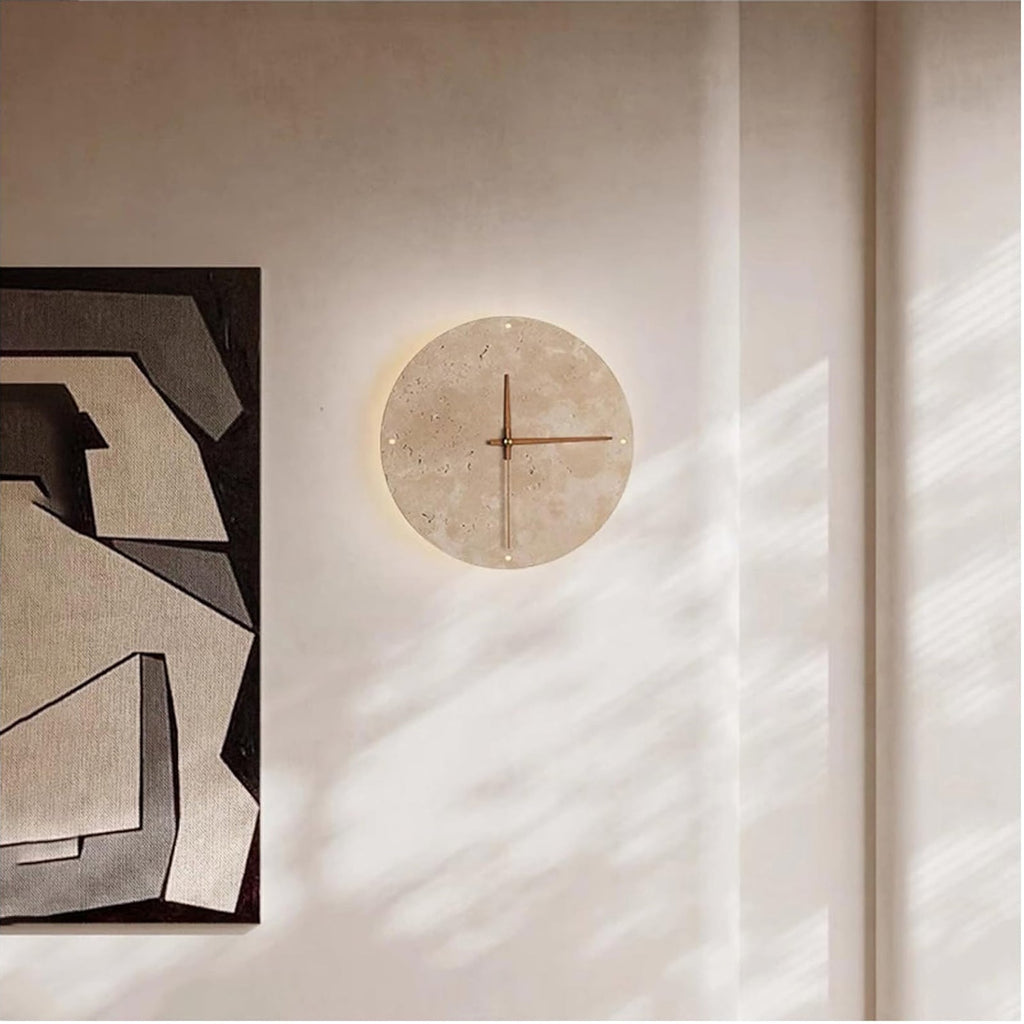 Natural Stone Clock Wall Lamp