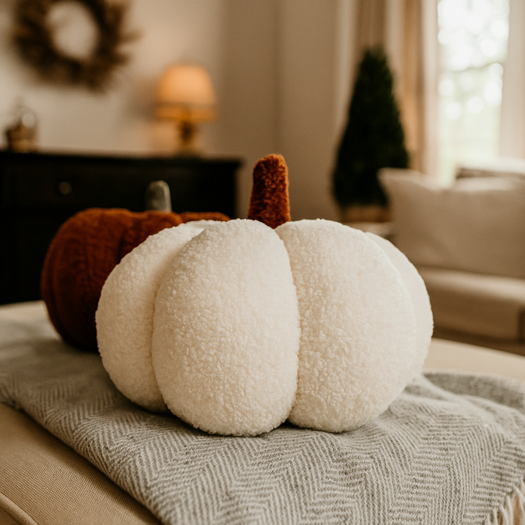Plush Bouclé Pumpkin Pillow