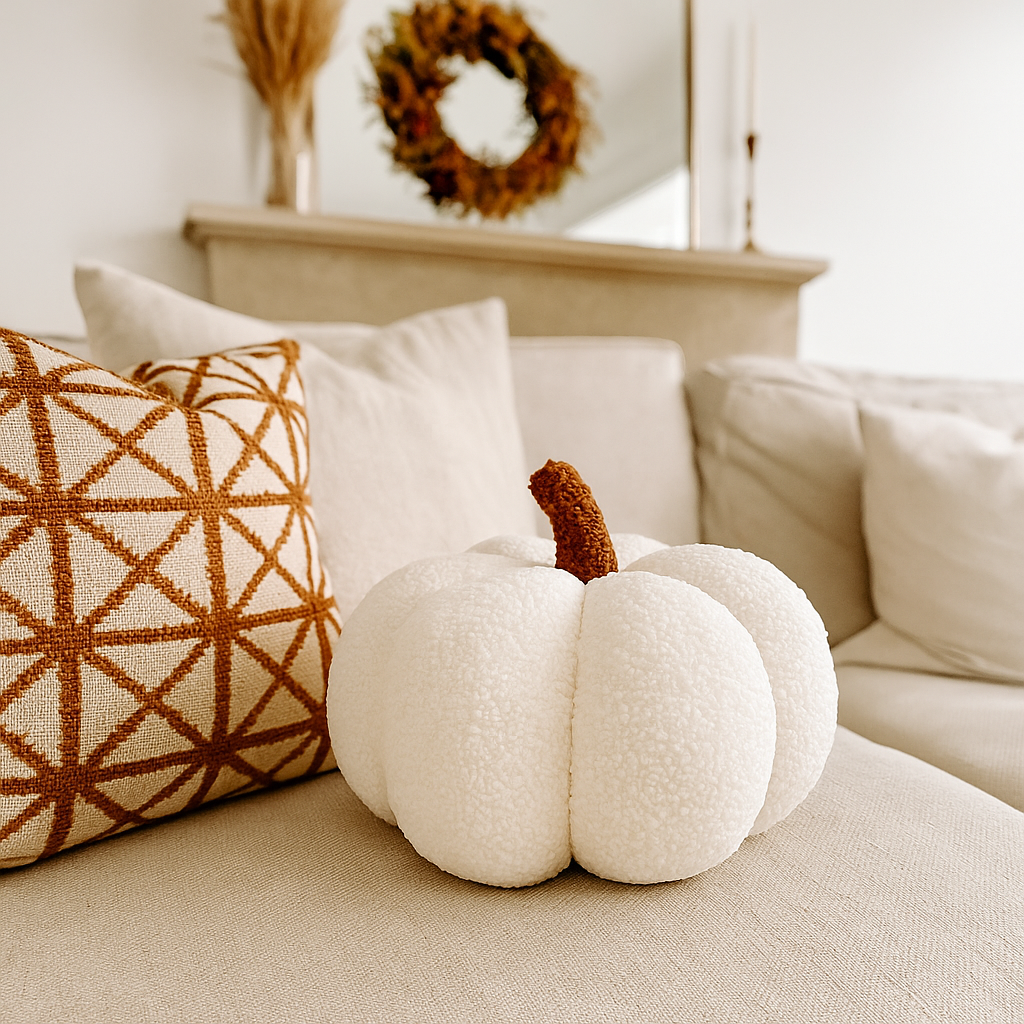 Plush Bouclé Pumpkin Pillow