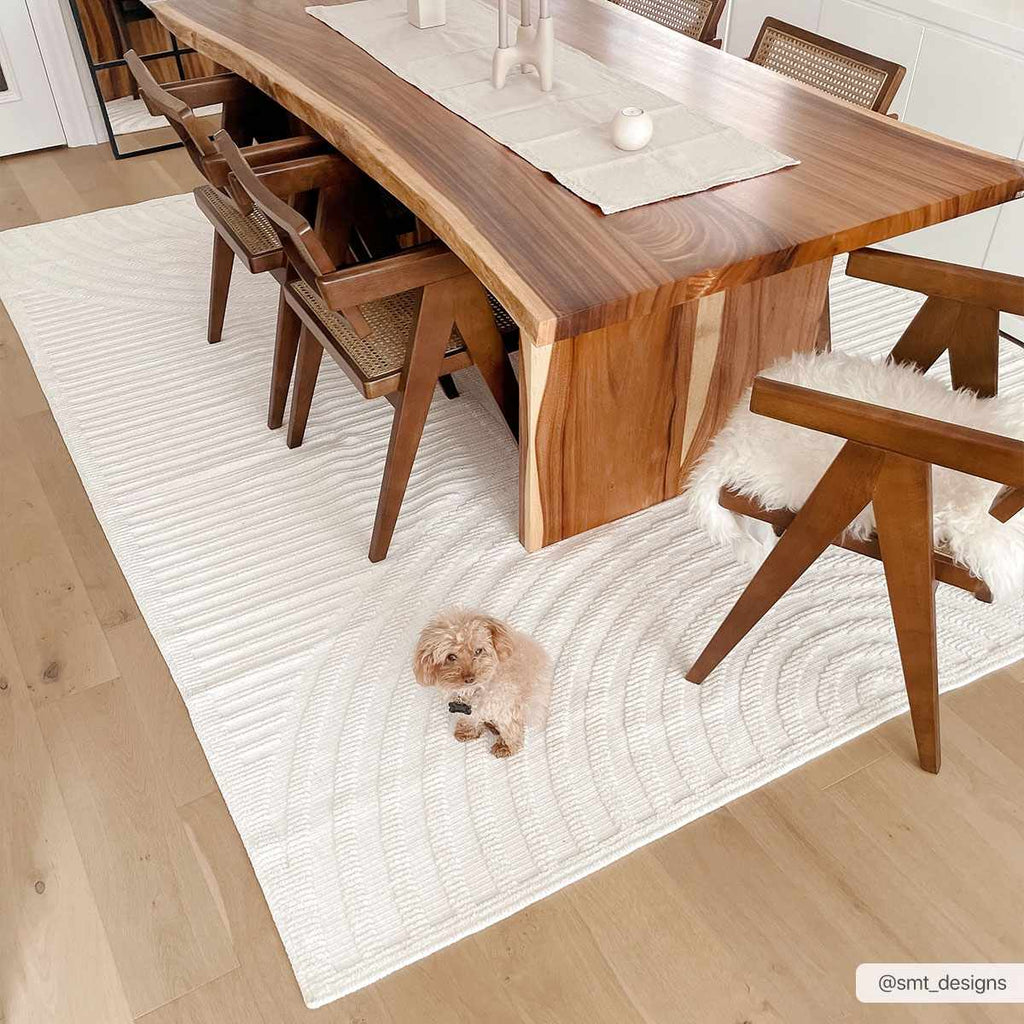 Deron White Washable 3D Rug