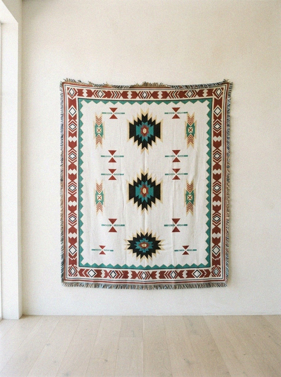 Evil Eye Cotton Throw Blanket - aztec