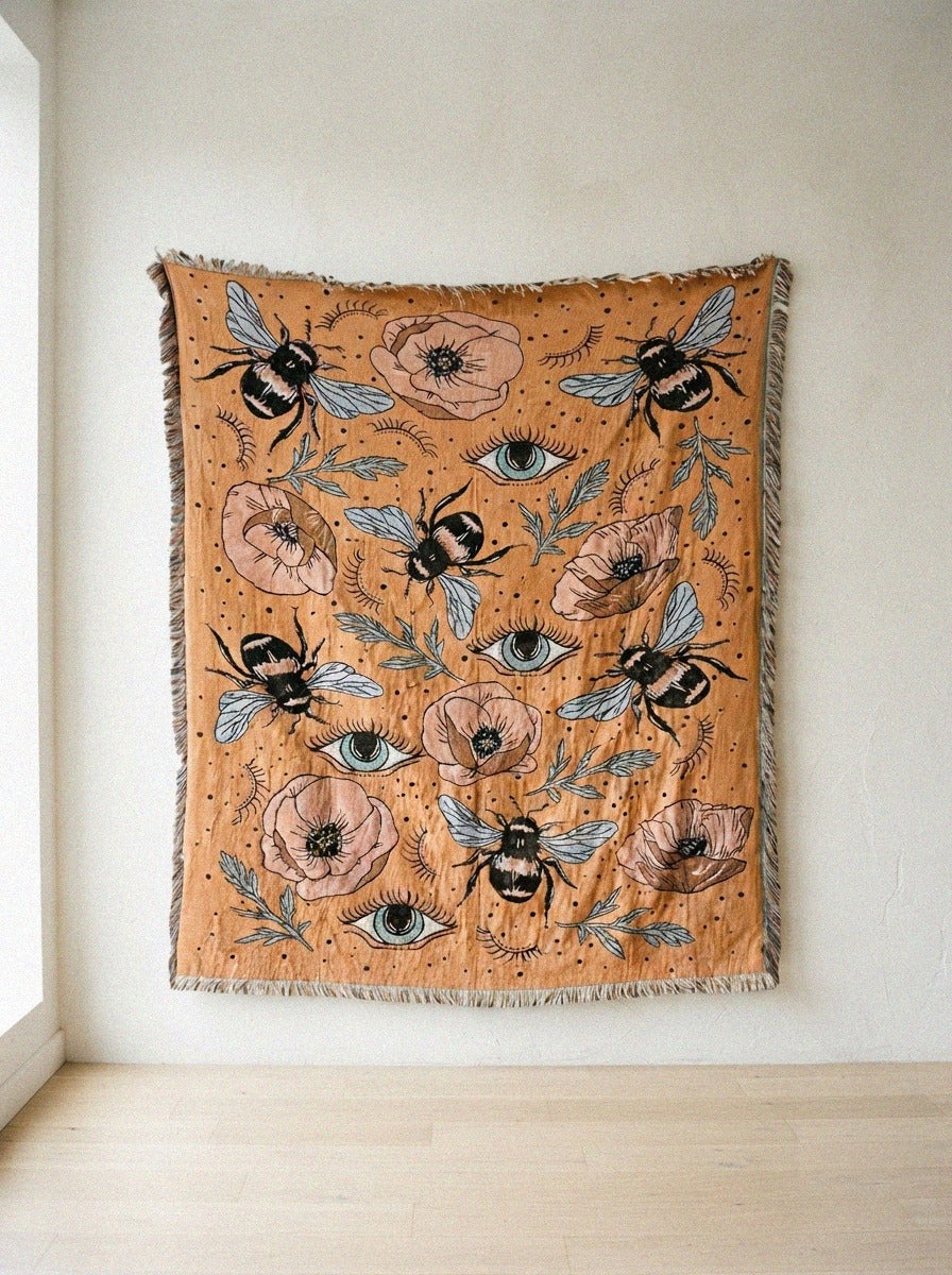 Evil Eye Cotton Throw Blanket - bee