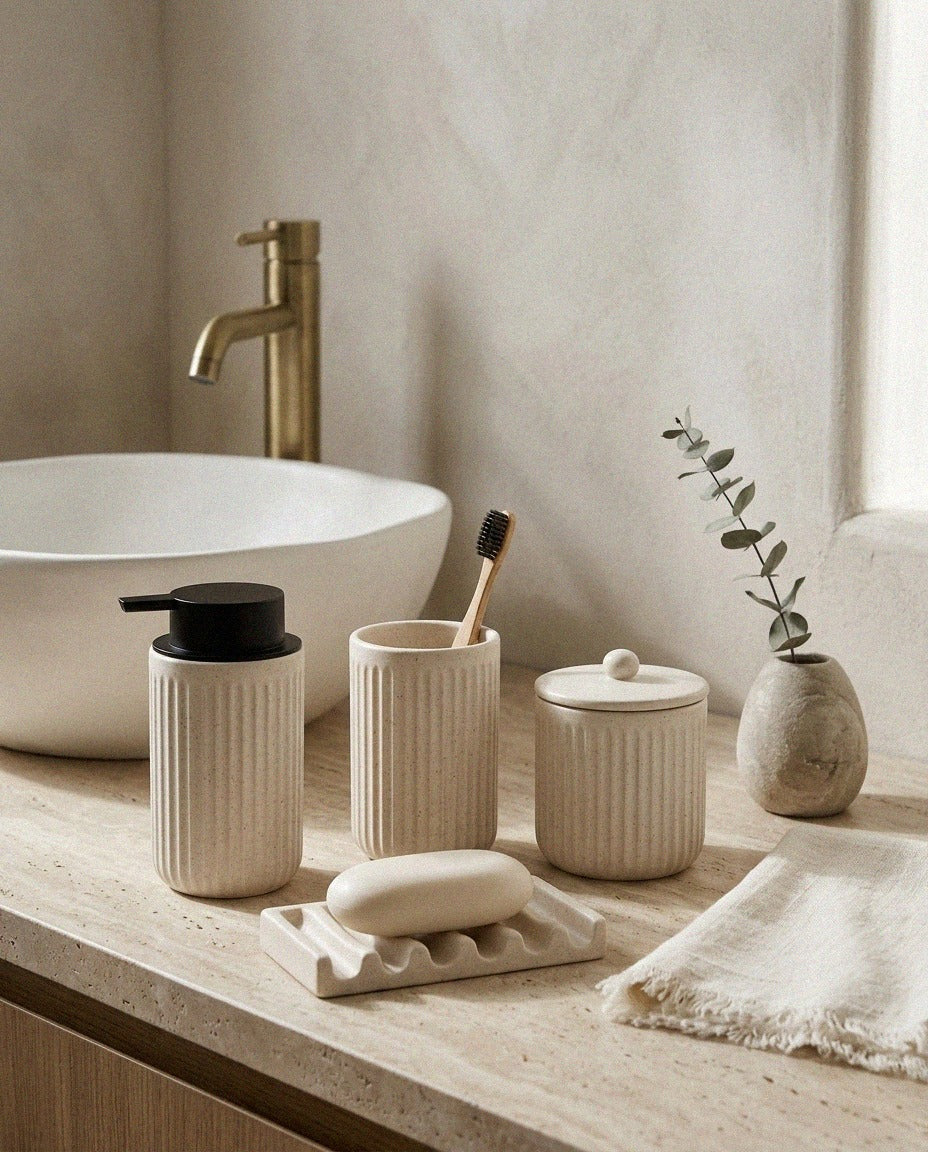 Pockmark Clay Bathroom Set