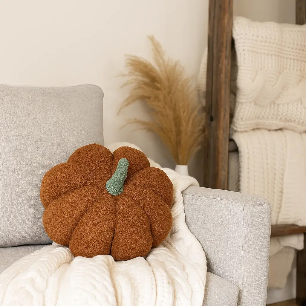 Plush Bouclé Pumpkin Pillow