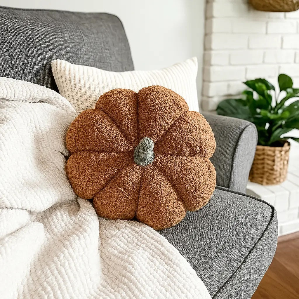 Plush Bouclé Pumpkin Pillow