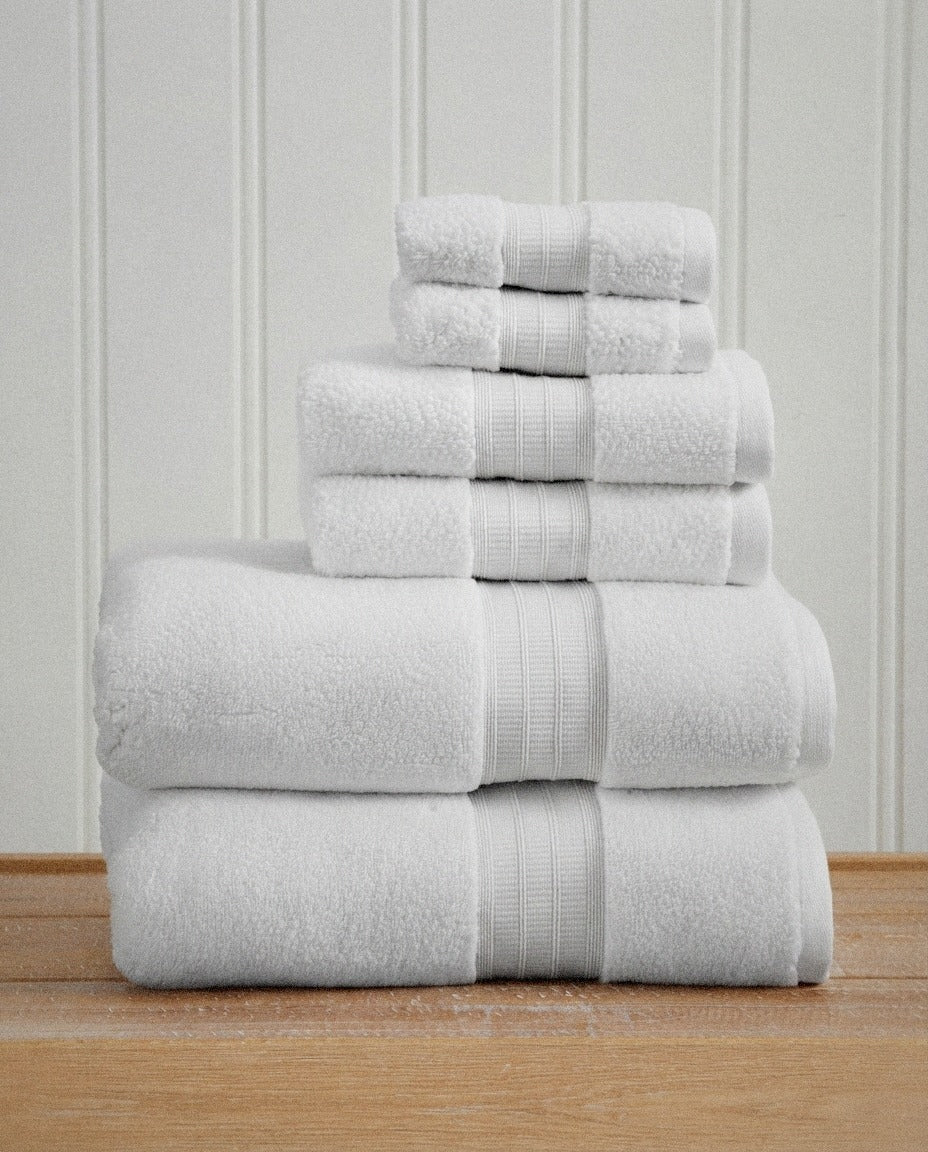 Chiara Premium Bath Towel Set styled in a bright organic modern bathroom