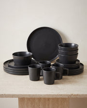 Matte Black Stoneware Dinnerware Set - Curora Home