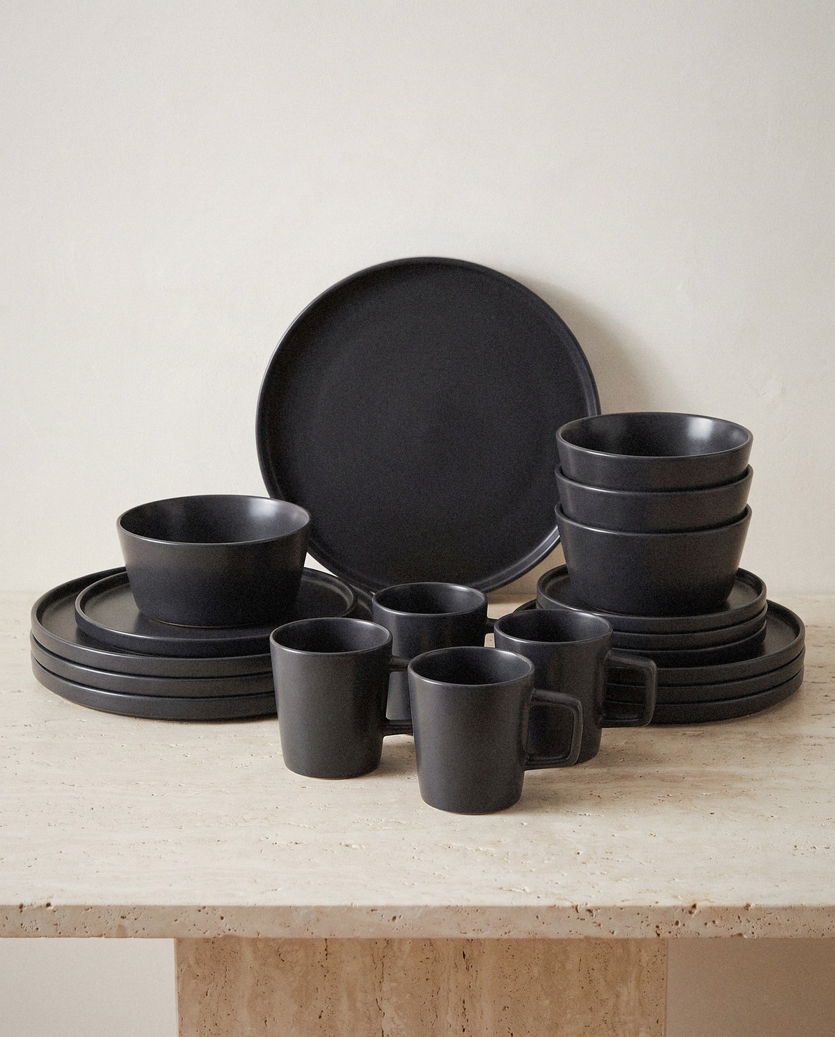 Matte Black Stoneware Dinnerware Set - Curora Home