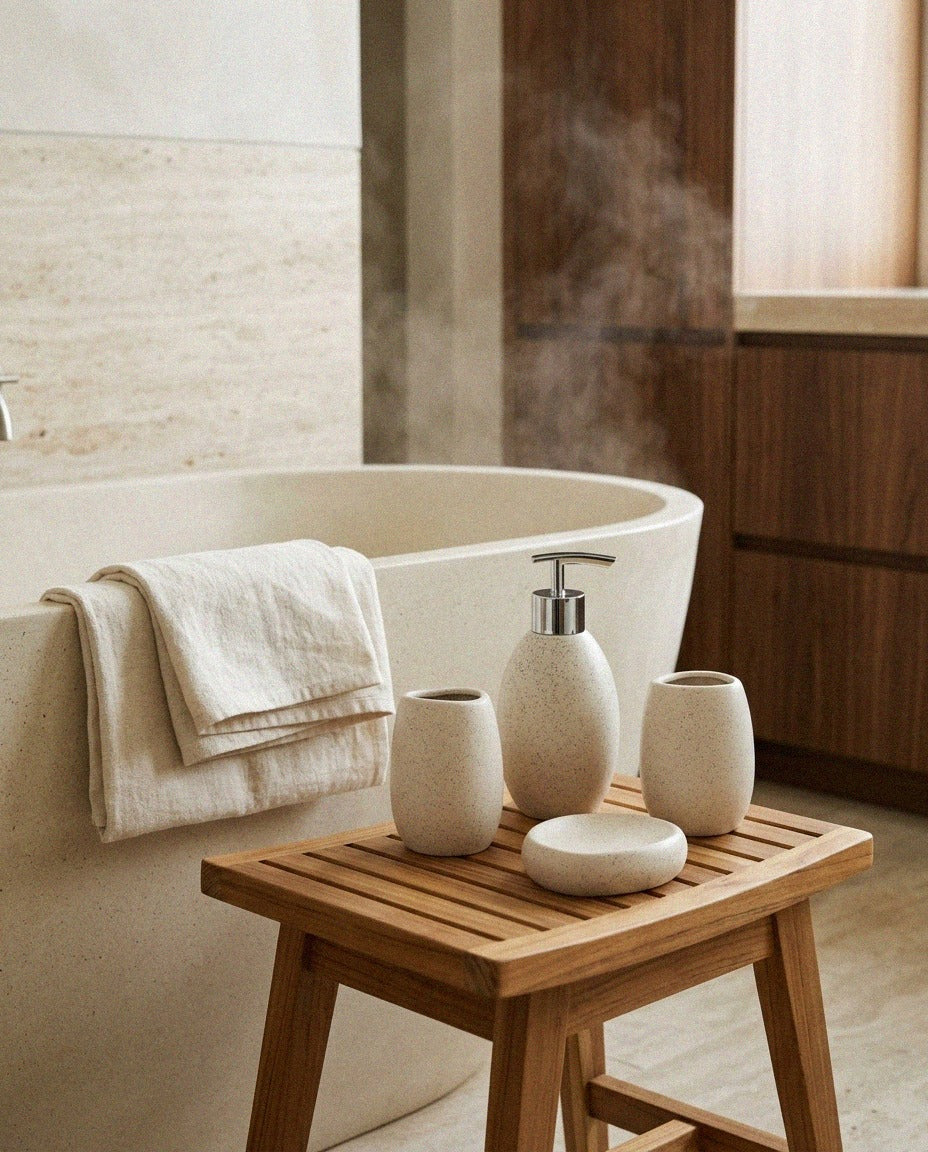 White Ceramic Bath Set - styled photo 2