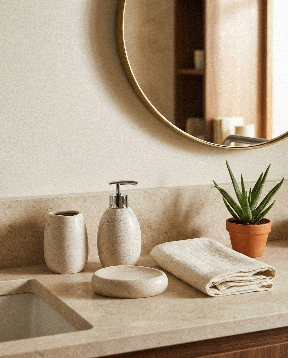 White Ceramic Bath Set - styled photo 3